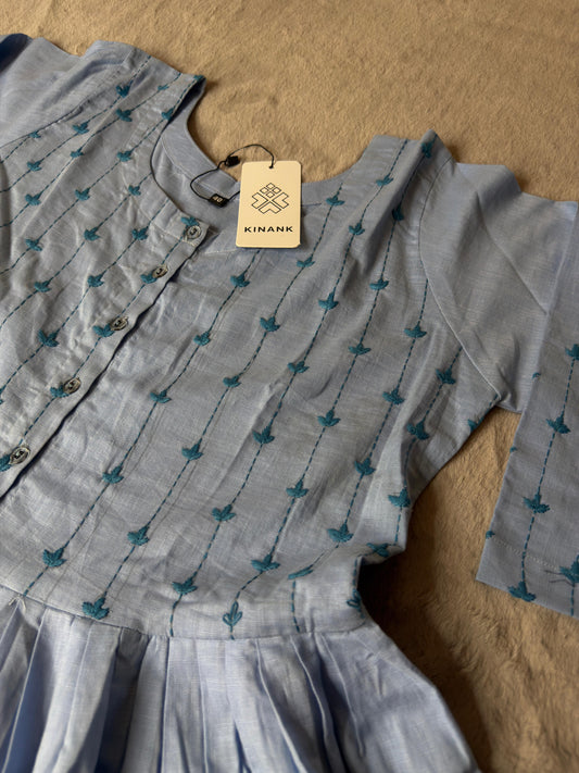 Baby blue Embroidered Frock