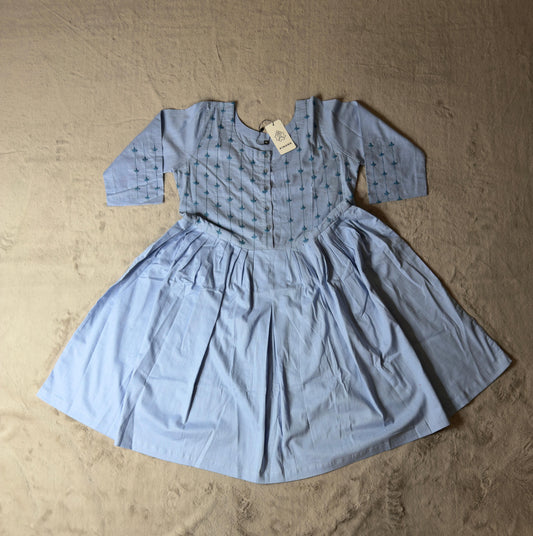 Baby blue Embroidered Frock