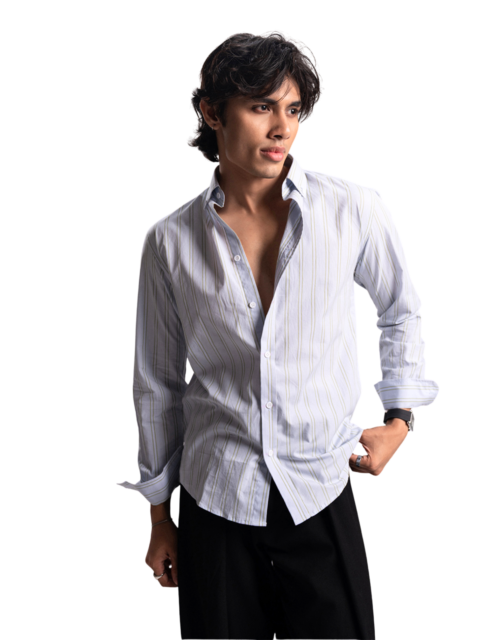 Kinank baby blue casual Stripe Shirt